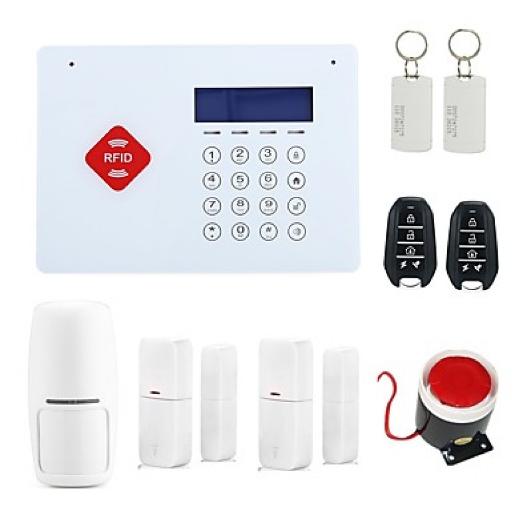 RFID Wireless GSM Home Security Alarm System Burglar House Safety with LCD Voice Touch Keypad Doorbell Android IOS App  