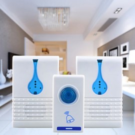 501K3 32-Melody Wireless Remote Control Transmitter + 2 Receivers Doorbell Set - White + Blue