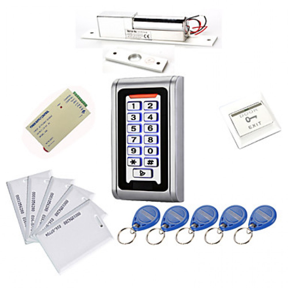 Metal Waterproof Access Controller Kits(Electric Bolt,10 EM-ID Card,Power Supply)