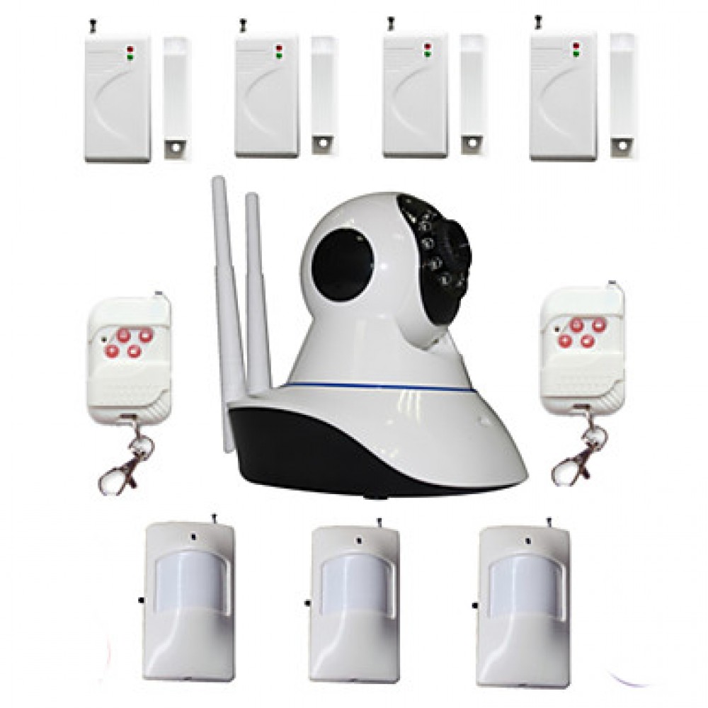 WIFI Burglar Alarm IP Camera House Security System With 4 Wireless Door Magnetic Sensor 3 PIR Motion Detector  